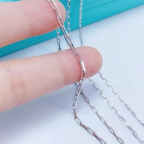 Pure Platinum 950 Chain Women 1.4mm Square Rolo Cable Link Necklace 4.87g/17.7in - Picture 2 of 7