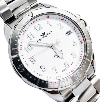 Orologio Svizzero Philip Watch Cinturino Acciaio Cristallo Zaffiro Cruiser 100MT - Foto 9