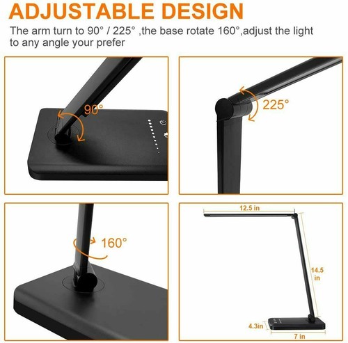 LED Desk Lamp USB Charging Port -5 Light Modes - 5 Bright Levels