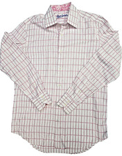 Robert Graham Classic Fit Long Sleeve Flip Cuff Button Up Shirt Pink Mens Large