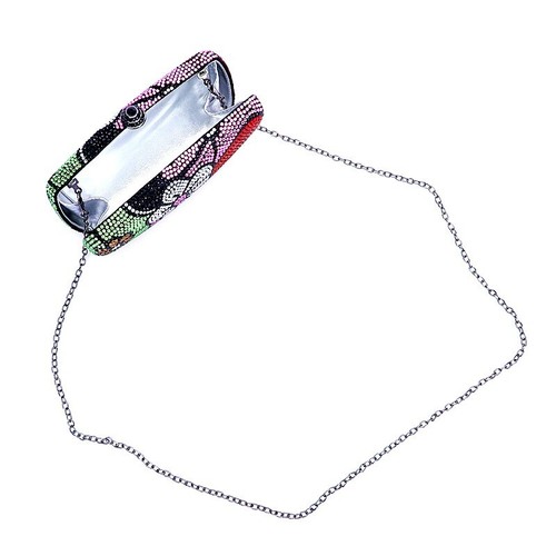 Women Flower Rhinestone Evening Handbag Glitter Crystal Shoulder Bag for Banquet - Picture 2 of 5