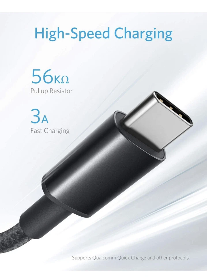 Anker Premium Nylon USB A to Type C Charging Cable for Galaxy S10/S9 [2Pack-6ft] - Image 3 of 4