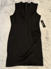 NWT Lulus Dress Womens Medium Black Short Pleated Ruche Evening Wear Cocktail