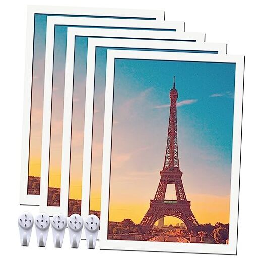 Picture Frame Set of 5 Photo Frames High Transparent Wall Gallery 8x12 White