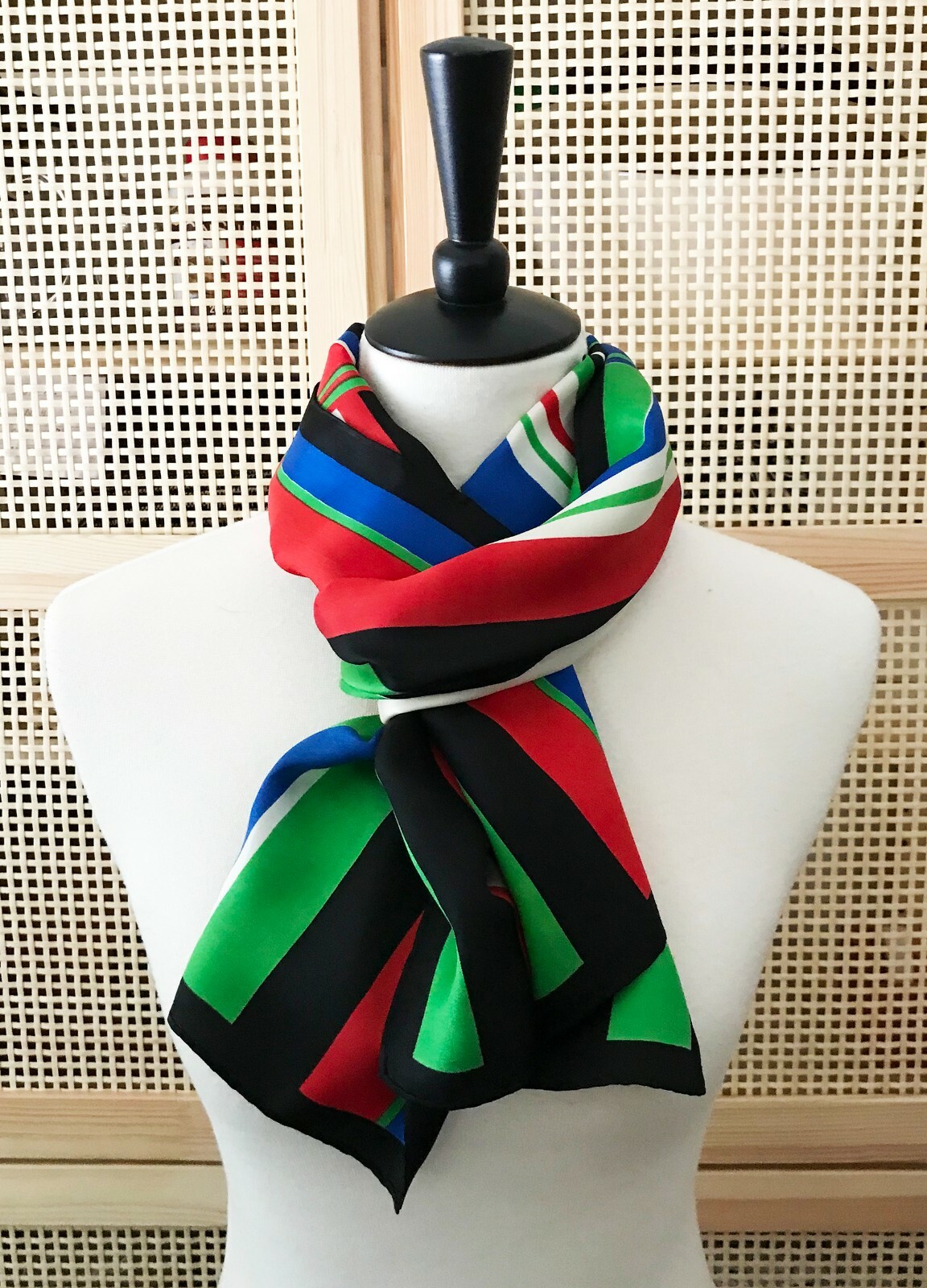 Stripe Scarf Red Black Green Scarf Gucci Vintage Multi-Color Red