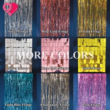 3 Metallic Foil Fringe Tinsel Mirror Backdrop Curtain Party Decor Photo 4'-10'L