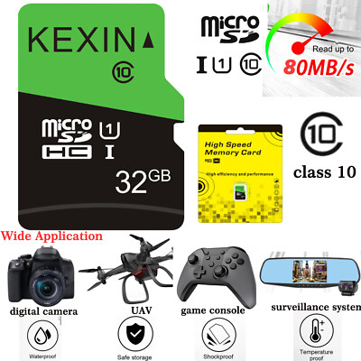 1x Memory Card TF Micro SD Card 32GB Class 10 High Speed Fast Flash For Camera