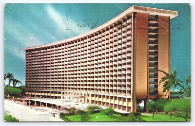 CA Century City, Century Plaza Hotel Artist's Rendering, Chrome Posted 1967