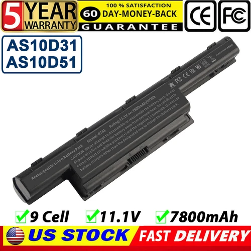 Battery For Acer Aspire E1-531-2697 AS10D75 AS10D81 AS10D51 AS10D61 / Charger
