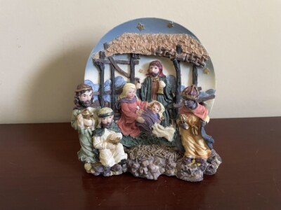 3D Nativity Christmas Scene Plate And Stand Sculpture