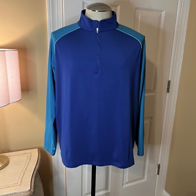 EUC Peter Millar Crown Performance Style Quarter Zip Pullover Shirt Blue LARGE