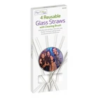 4 X Reusable Glass Drinking Straws Eco Friendly With Straw Cleaning Brush