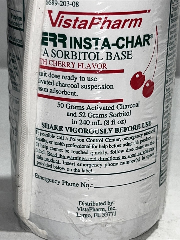 Kerr Insta-Char In Sorbitol Base, Cherry 8oz, Sealed Activated Charcoal ...