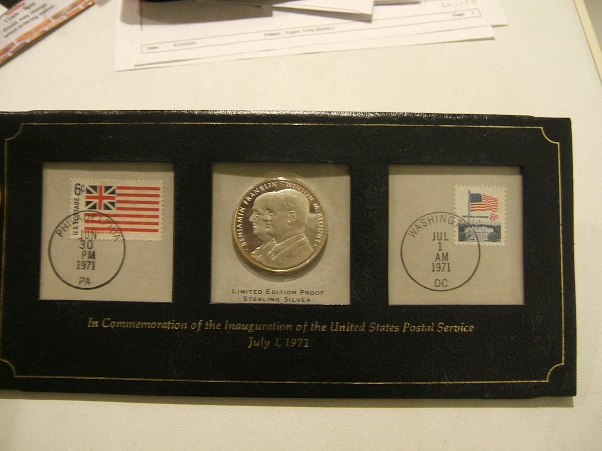 Inauguration of USPS.July 1971..Ltd.Ed.Sterling Silver Coin and