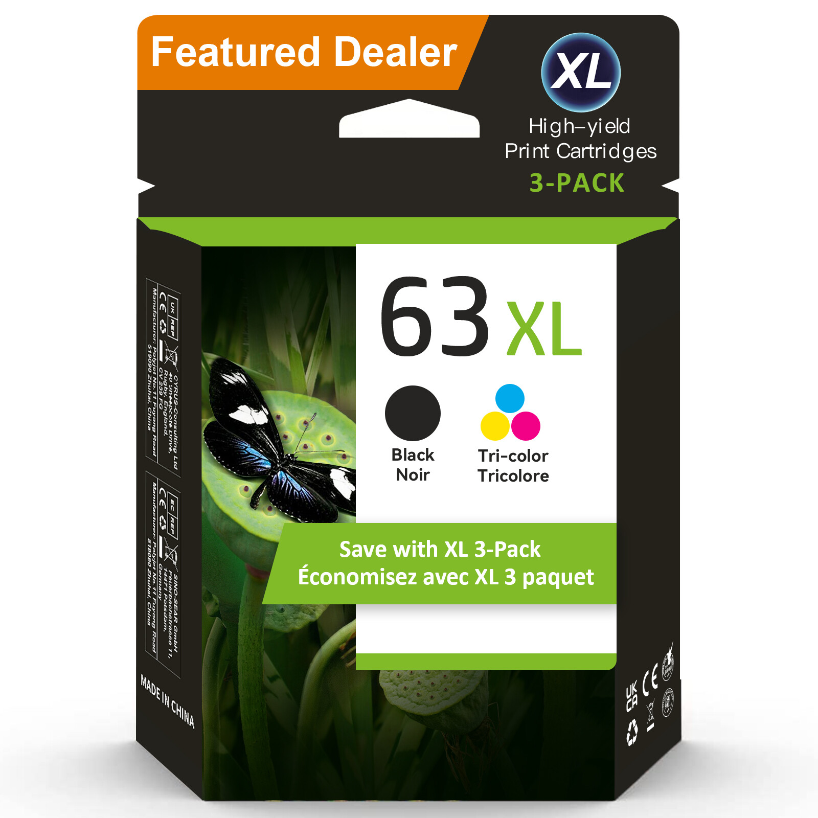 63XL Black Color Ink Cartridge for HP 63 Envy 4512 4516 4520 OfficeJet ...