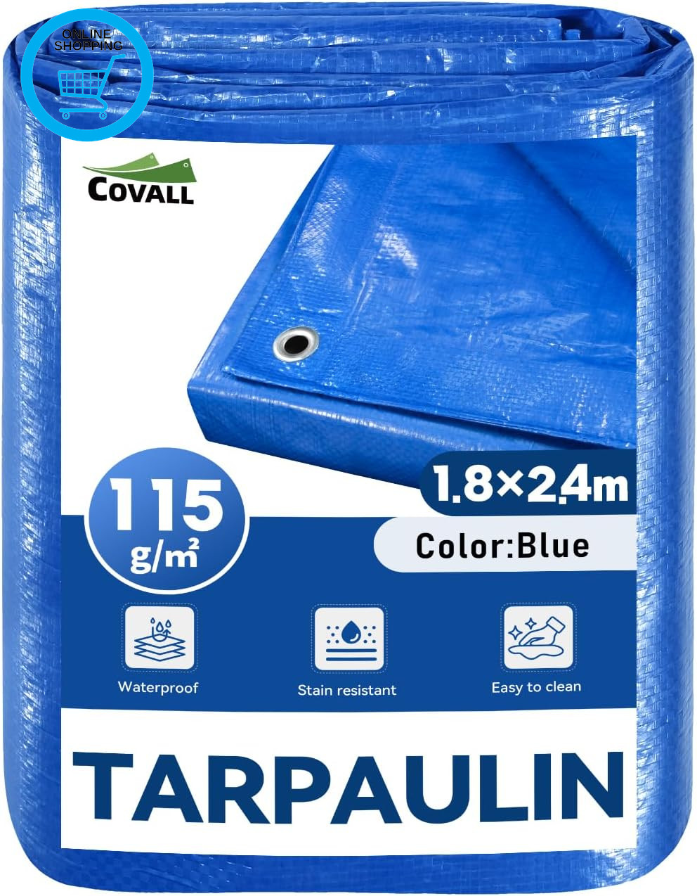 Tarpaulin Waterproof Heavy Duty 1.8M X 2.4M (6X8Ft) -115Gsm Blue Plastic Sheetin