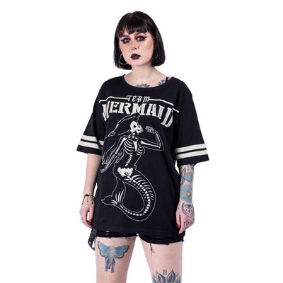 Heartless T-Shirt Team Mermaid Oversized Top Meerjungfrau Skelett Gothic Goth