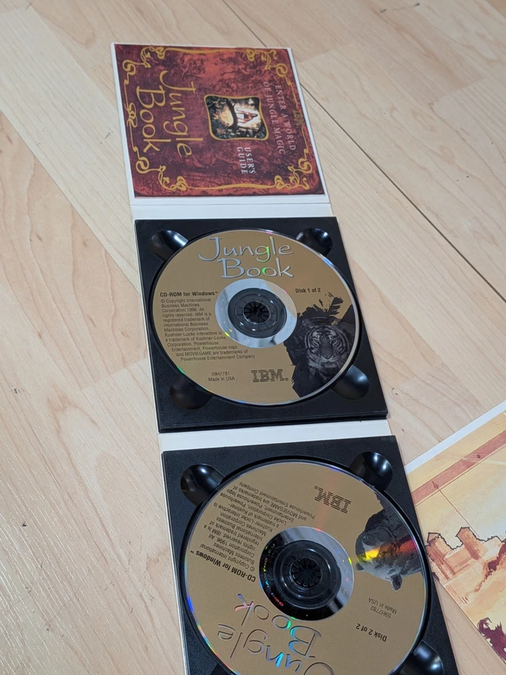 Libro de la Selva PC Windows Juego CD-ROM 1996 Juego CAJA GRANDE IBM Mapa Retro 2 Discos Foto 4 de 4