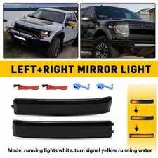 Sequential LED Side Mirror Signal Turn Lights Amber White for 09-14 Ford F-150 R