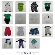 Baby Boy Summer Clothing Lot 10-Pc Bundle 6-9 Months Outfits Rompers Sun Hat 18M