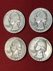 Lot of 4  -  1946 P  WASHINGTON Quarters  -  90% Silver
