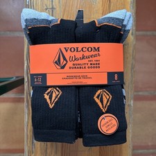 Volcom Mega 8-Pack Workwear - Crew Socks Size 6-12 Black - Damaged package