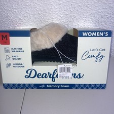 Dearfoams Ladies' Size Medium 7/8 Memory Foam Slippers, Black A6