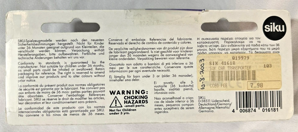 Siku #1618 梅赛德斯汽车运输车 Hauler - 红色/黄色 - 全新开放式包装 — 第 3/4 张图片