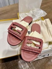 NIB Fendi Baguette Womens Leather Slide Sanda...
