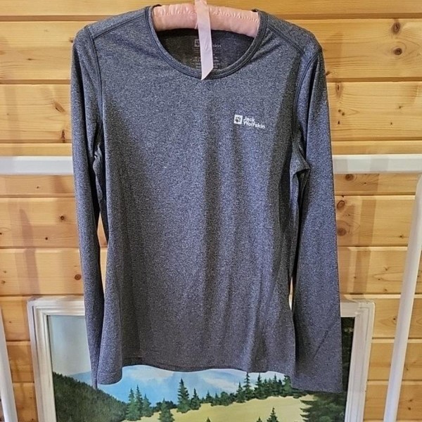Women Jack Wolfskin Long Sleeve Grey Polyester XS