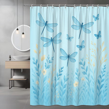 Blue Dragonfly Shower Curtain - Elegant Bathroom Decor