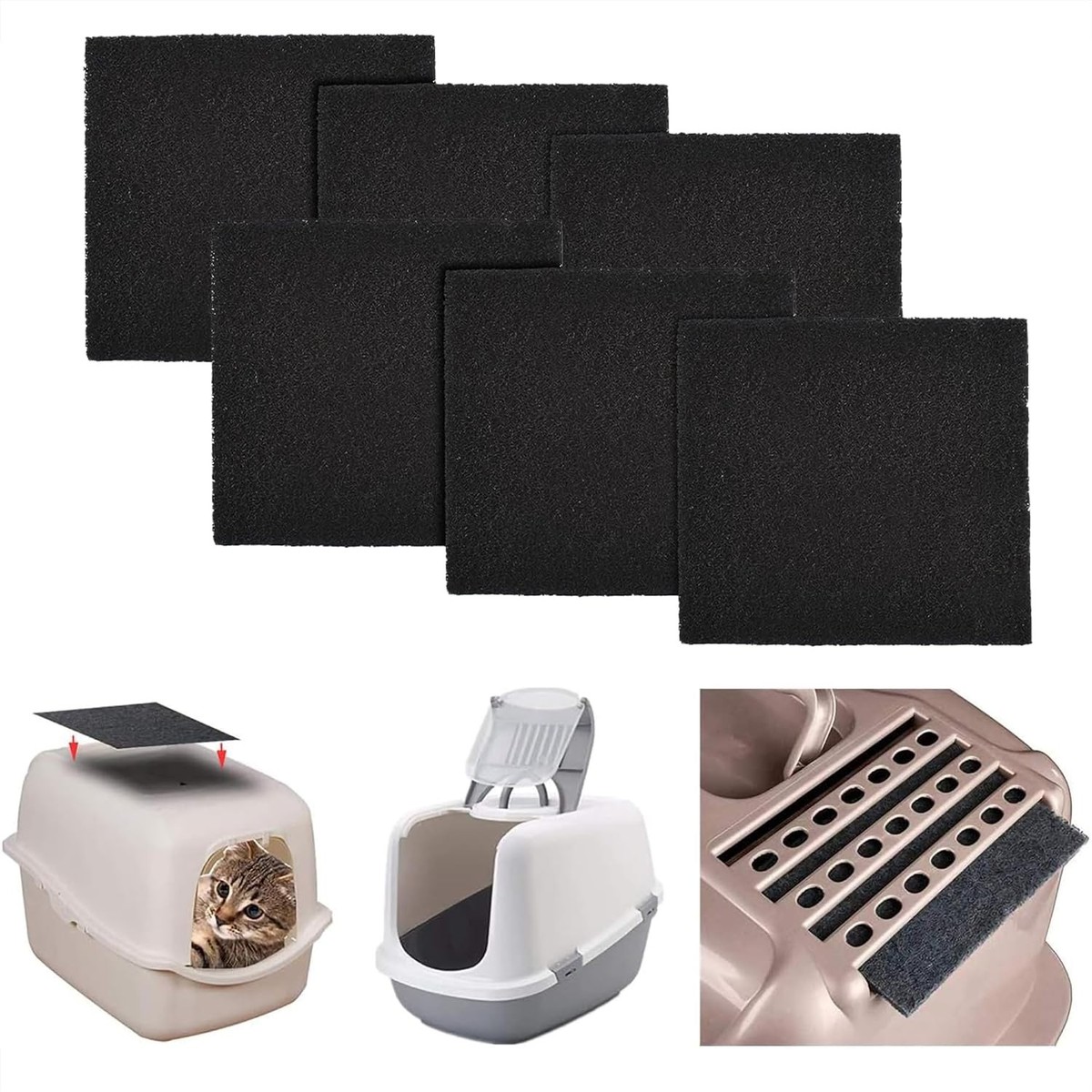 6-Pack Carbon Filter for Cat Litter Box,Cat Litter Box Charcoal