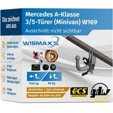 ANHÄNGERKUPPLUNG für Mercedes A-Klasse W169 04-12 abnehmbar GDW +7pol E-Satz