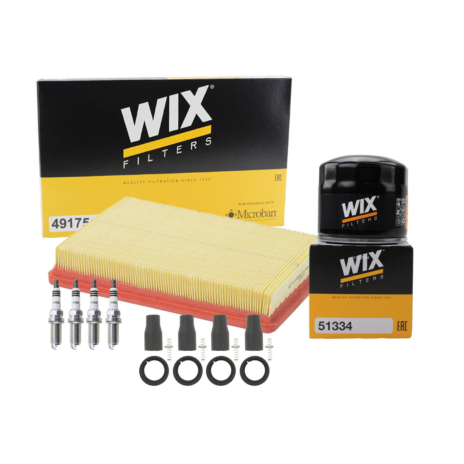 Wix Tune Up Kit NGK 4 Spark Plugs  Coil Boots Kit For Kia Optima Rondo 2.4L L4