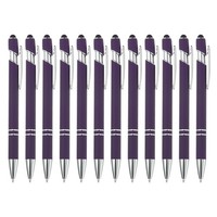 Kugelschreiber Mit Stylus Spitze, 12 Stk. Metall Stift, Dunkellila