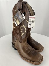 Old West Children Square Toe BYS1807 Brown Leather Boots NWT Youth 4.5