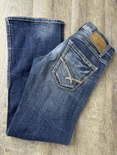 BKE Aiden Jeans Mens 26S Bootleg Stretch Denim Contrast Stitching