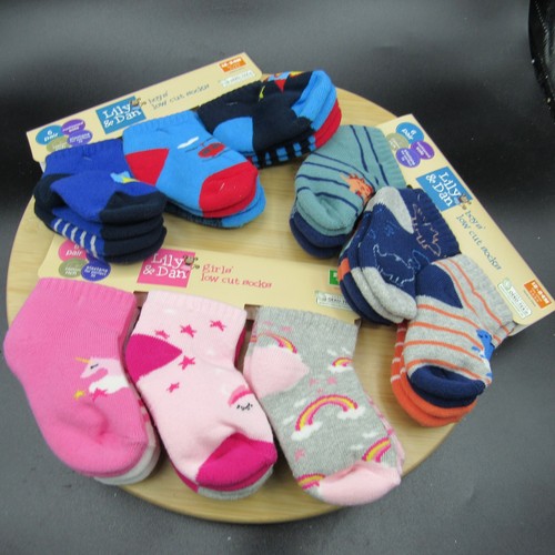 Lily & Dan Jungen und Mädchen 2T-3T & 12-24M tief geschnittene Socken brandneu Paket 18 Socken