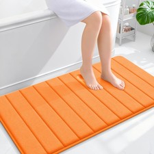 OLANLY Memory Foam Bath Mat 44x24, Super Soft Absorbent 44" X 24", Orange