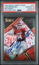 Sam Bradford 2023 Select Draft Picks Red Prizm Card #151 PSA 10 Auto 10 31/149