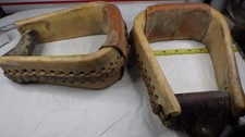 Western Horse Saddle Stirrups Rawhide Over Aluminum Roping Visalia