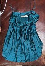 Vintage Victoria's Secret 100 Silk Green/Blue Medium Lingerie Top Nightie X502