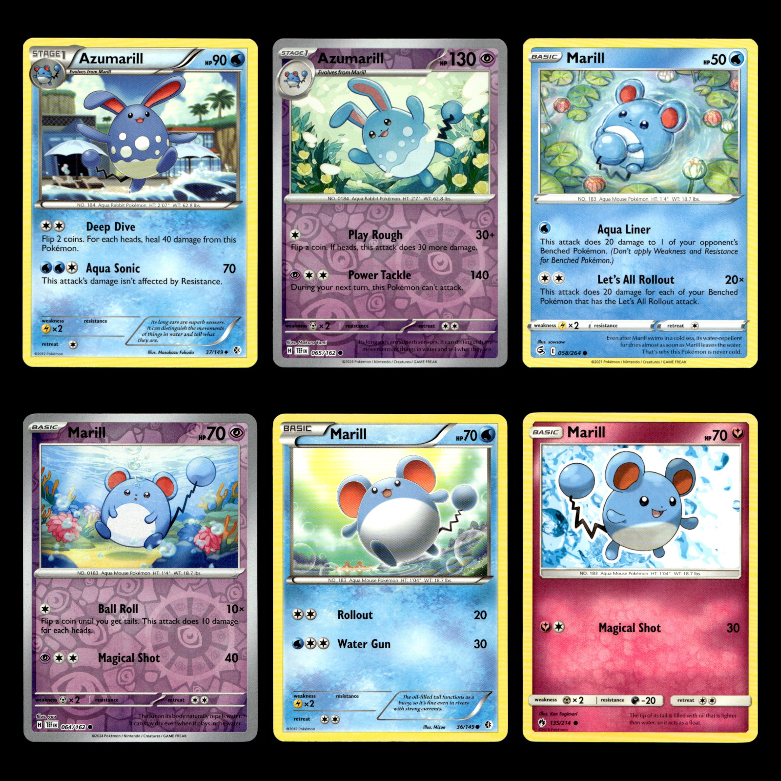 Azumarill Marill Cards 37 Black White Boundaries Crossed Pokemon Card
