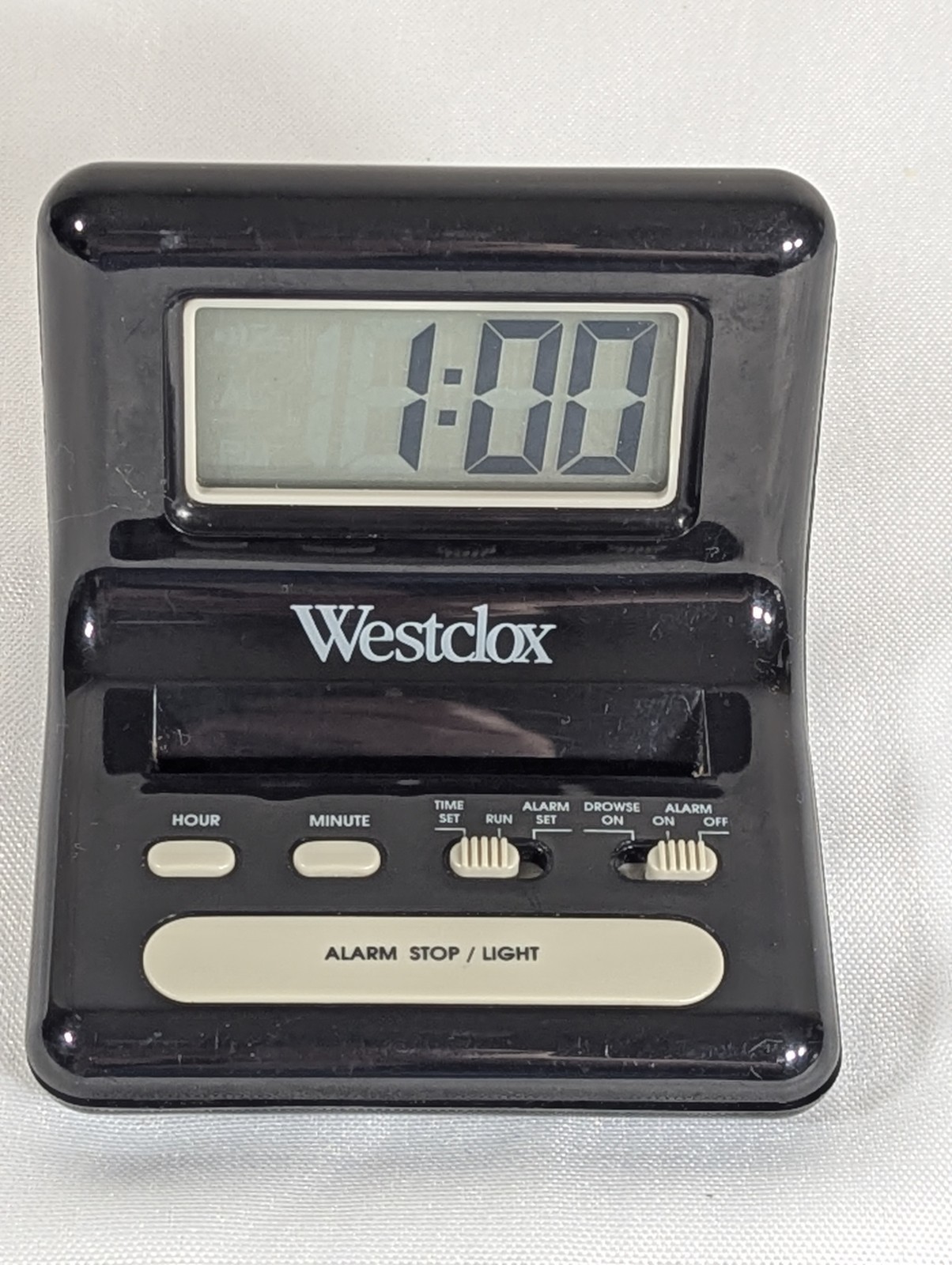 Westclox Digital Black Travel Alarm Clock- Model 47538 - Tested