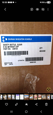 DURAN WHEATON KIMBLE Safety Bottle Glass 8 oz Without Cap Model 220724