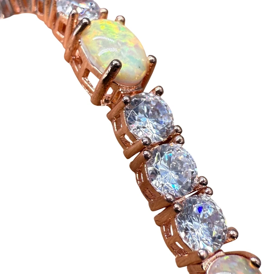 Nadri Clear Rhinestone Crystal Adjustable Chain Tennis Bangle Bracelet Rose Gold - Image 4 of 4