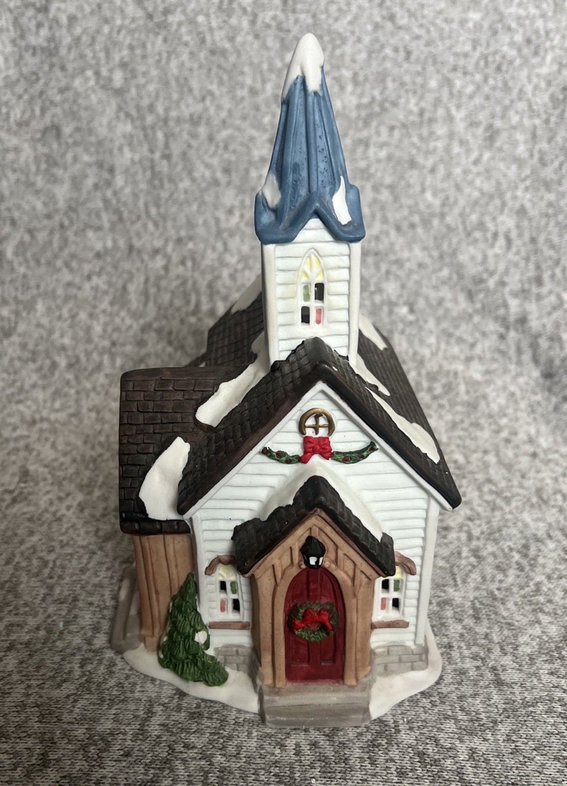 Rare | St Nicholas Square - Chapel Christmas Village House Stained Glass Painted