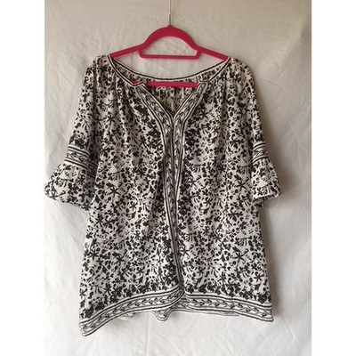 NWT  Max Studio Black and White Boho XL Top Flawed