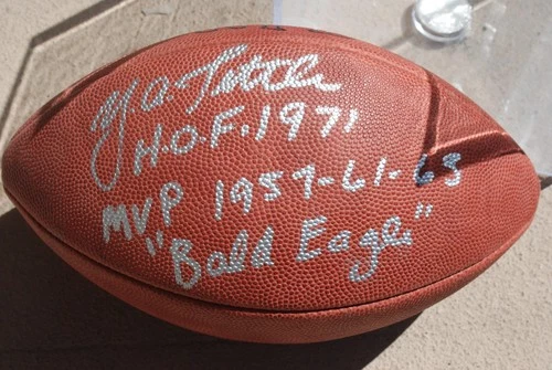 Y.A. Tittle autographed football including 3 other lines