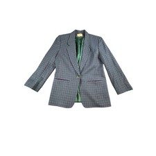 Vintage 80s Women's Size 12 Pendleton Wool Houndstooth Blazer Purple Green